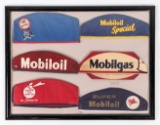 Framed Collection Of Vintage Mobil Service Station Attendant Caps