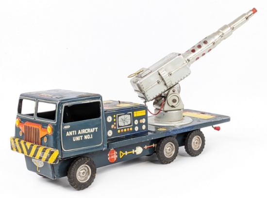 Linemar Toys tin Battery Op. Anti Aircraft Unit No. 1 Truck