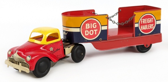 Courtland Tin Windup Big Dot Freight Haulers Truck & Trailer
