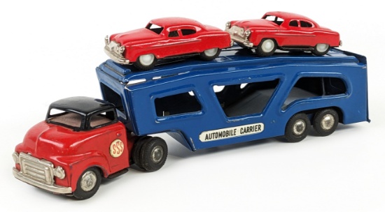 SSS Japan Tin Friction Automobile Car Carrier w/ Cars