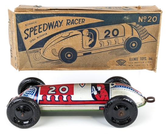 Elenee Toys Inc. Tin Mechanical Speedway Racer w/ Box