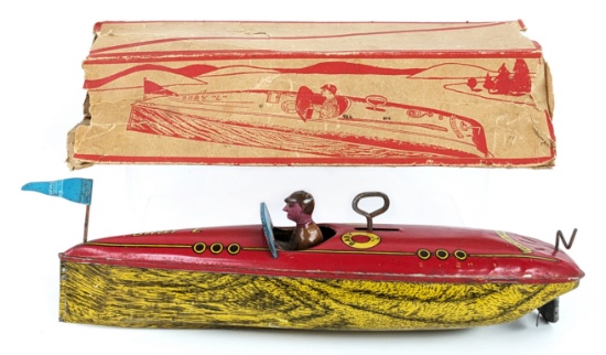 Lindstrom Tin Windup Baby L Flyer Boat w/ Box