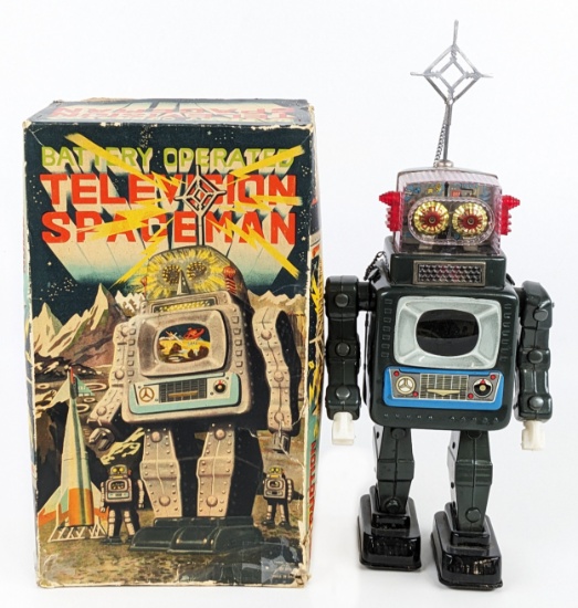 Alps Japan Battery Operated Television Spaceman Robot w/ Box