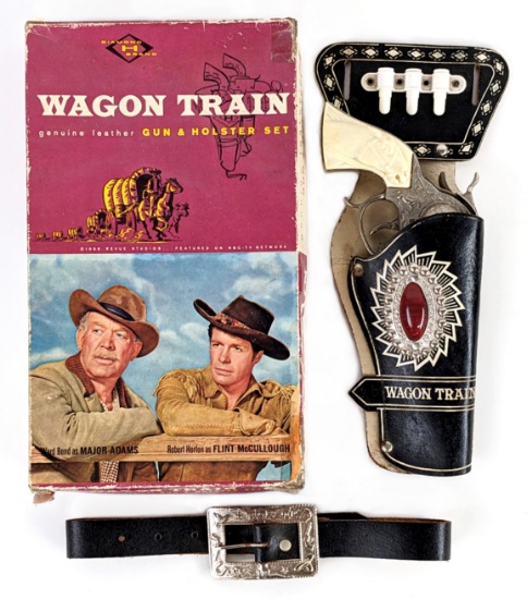 Leslie Henry Wagon Train Cap Gun & Holster Set In Box
