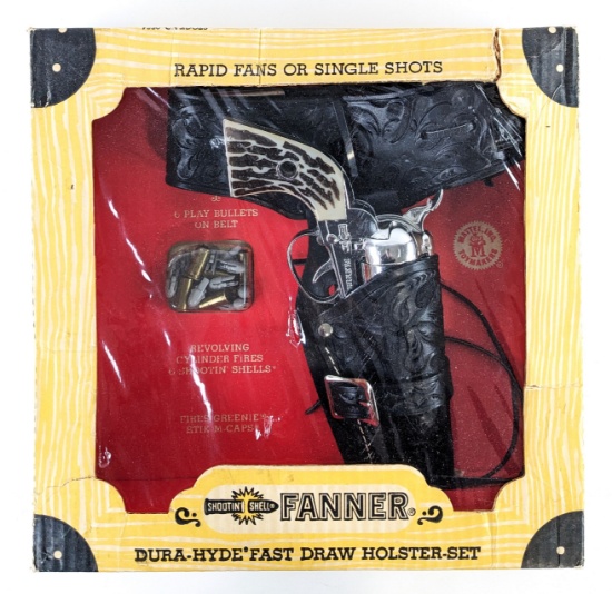 Rare Mattel Shootin' Shell Fanner Dura-Hyde Fast Draw Holster Set NIB