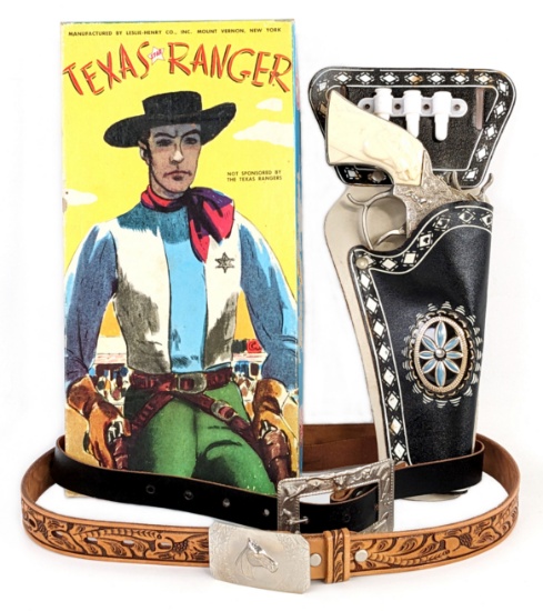 Leslie Henry Texas Ranger Star Cap Gun & Holster Set In Box