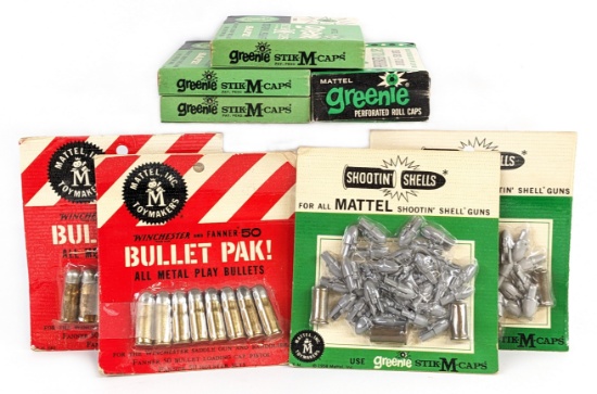 Mattel Shootin' Shells, Bullet Pak, Greenie Stik-M-Caps, & Roll Caps