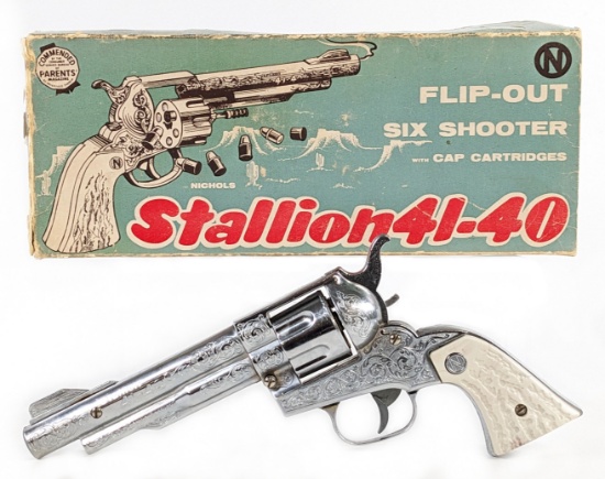 Nichols Stallion 41-40 Flip-Out Six Shooter Cap Gun Pistol w/ Box