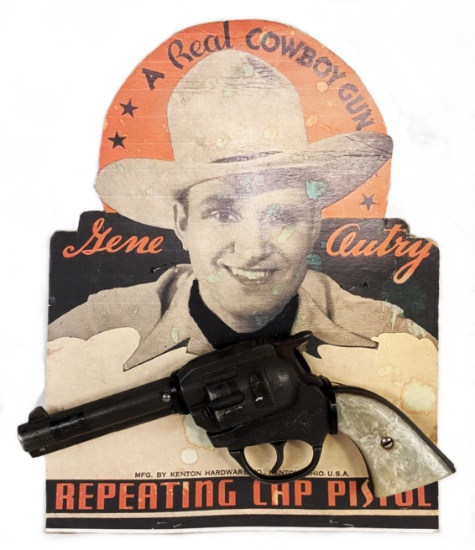 Kenton Gene Autry Cap Gun Pistol w/ Repro Display
