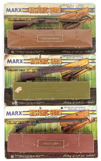 (3) Marx Historic Gun Miniature Rifles New on Card
