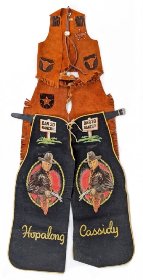 Hopalong Cassidy Chaps, Gene Autry Vest + Chaps, and Davy Crockett Bolo Tie