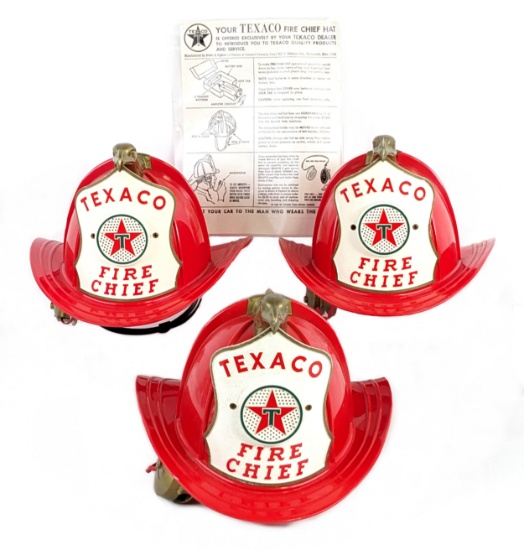 (3) Texaco Fire Chief Helmets w/ Instructions