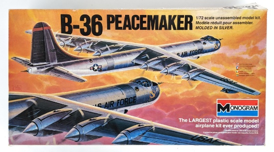 1/72 Scale Monogram B-36 Peacemaker Airplane Model Kit - NIB