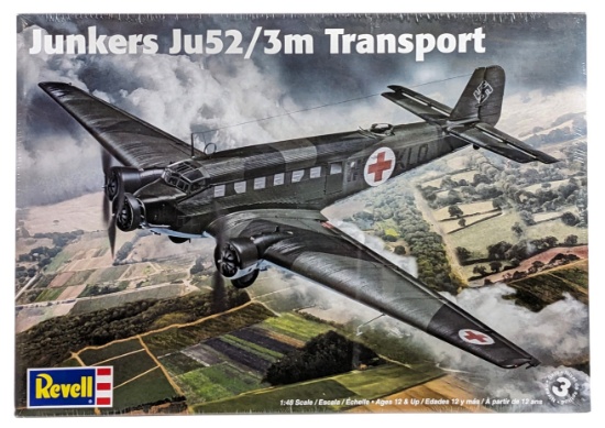 1/48 Scale Revell Junkers Ju52 / 3m German Transport Airplane Model Kit - Sealed