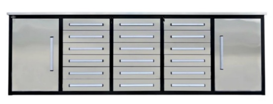 2025 Steelman 10' 18 Drawer 2 Cabinet Stainless Steel Workbench