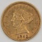 1853 United States Liberty Head Coronet Type Quarter Eagle $2.50 Gold Coin