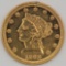 1862 United States Liberty Head Coronet Type Quarter Eagle $2.50 Gold Coin
