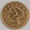 1878-S United States Liberty Head Coronet Type Quarter Eagle $2.50 Gold Coin