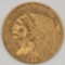 1911 United States Indian Head Type Quarter Eagle $2.50 Gold Coin