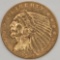 1913 United States Indian Head Type Quarter Eagle $2.50 Gold Coin