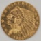 1926 United States Indian Head Type Quarter Eagle $2.50 Gold Coin
