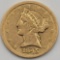 1845 United States Liberty Head Coronet Type No Motto Half Eagle $5.00 Gold Coin