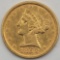 1852 United States Liberty Head Coronet Type No Motto Half Eagle $5.00 Gold Coin