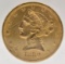 1880 United States Liberty Head Coronet Type Half Eagle $5.00 Gold Coin