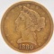 1880-S United States Liberty Head Coronet Type Half Eagle $5.00 Gold Coin