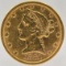 1881 United States Liberty Head Coronet Type Half Eagle $5.00 Gold Coin