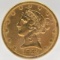 1882 United States Liberty Head Coronet Type Half Eagle $5.00 Gold Coin