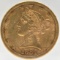 1884-S United States Liberty Head Coronet Type Half Eagle $5.00 Gold Coin