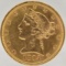 1893 United States Liberty Head Coronet Type Half Eagle $5.00 Gold Coin