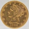 1893 United States Liberty Head Coronet Type Half Eagle $5.00 Gold Coin