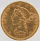 1895 United States Liberty Head Coronet Type Half Eagle $5.00 Gold Coin