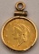 1849-1854 United States $1 Liberty Head Gold Piece Love Token In 14K Gold Bezel
