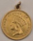 1854-1889 United States $3 Indian Princess Head Gold Coin Love Token With Attached Bail