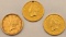 (3) 1849-1854 United States $1 Liberty Head Gold Coins Love Token-Modified-Damaged