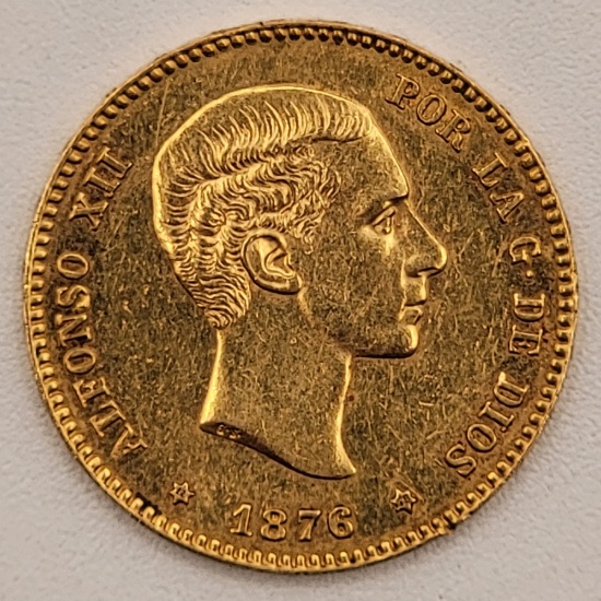 1876 DE-M Spain 25 Pesetas Gold Coin