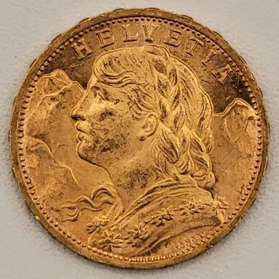 1927B Switzerland 20 Francs Gold Coin