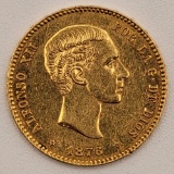 1876 DE-M Spain 25 Pesetas Gold Coin