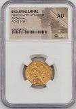 AD 613-641 Byzantine Empire Heraclius + Her. Constantine AV Solidus Gold Coin NGC AU