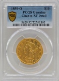 1859-O United States Eagle $10 Gold Piece PCGS Genuine Cleaned XF Detail