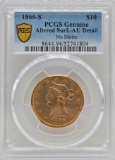 1866-S United States Eagle $10 Gold Piece PCGS Genuine Altered Surface AU Detail