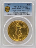 1907 United States Saint-Gaudens High Relief $20 Gold Piece PCGS Genuine Filed Rims AU Detail