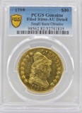 1799 United States Capped Bust Small Stars Obverse $10 Gold Piece PCGS Genuine Filed Rims AU Detail