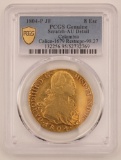 1804-P JF Columbia 8 Escudos Gold Coin PCGS Genuine Scratch AU Detail