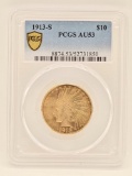 1913-S United States Indian Head Eagle $10 Gold Coin PCGS AU 53