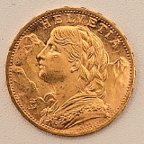 1980B Switzerland 20 Francs Gold Coin