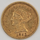 1853 United States Liberty Head Coronet Type Quarter Eagle $2.50 Gold Coin